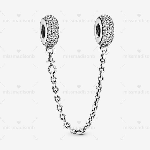 Pandora Sparkling Pavé Safety Chain Charm - Picture 1 of 4